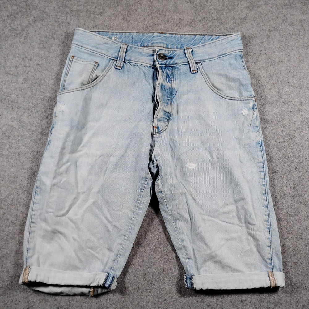 G-Star Raw Arc 3D Short Men Size 29 Light Wash Blue Denim Distressed Jean Shorts